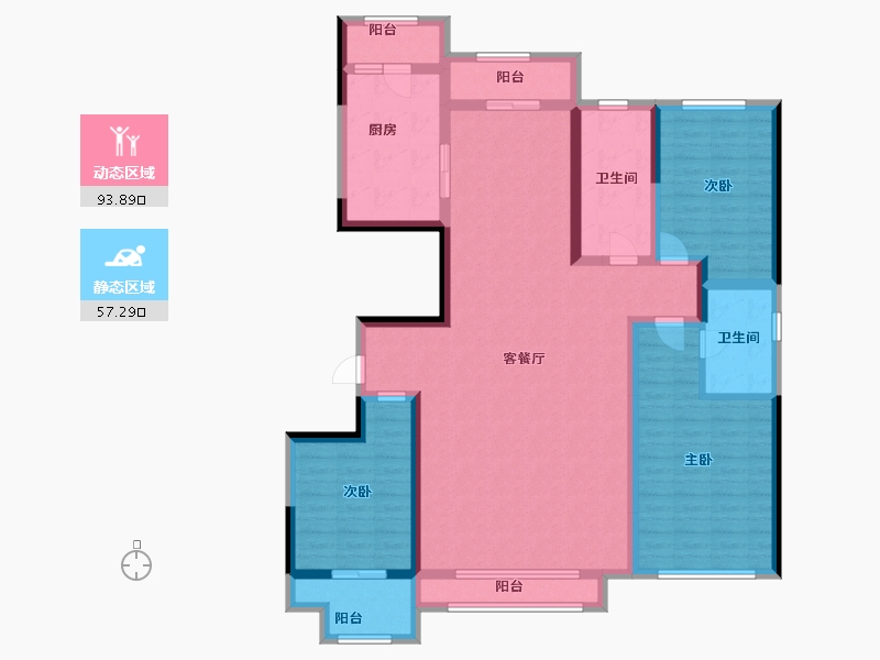 山东省-潍坊市-中冶潍坊公馆-135.20-户型库-动静分区