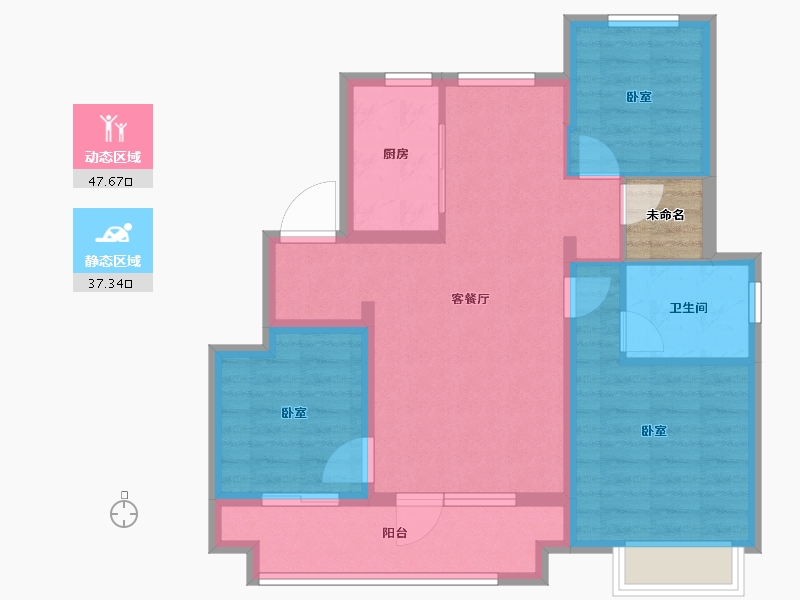 山东省-烟台市-中梁拾光里-77.81-户型库-动静分区