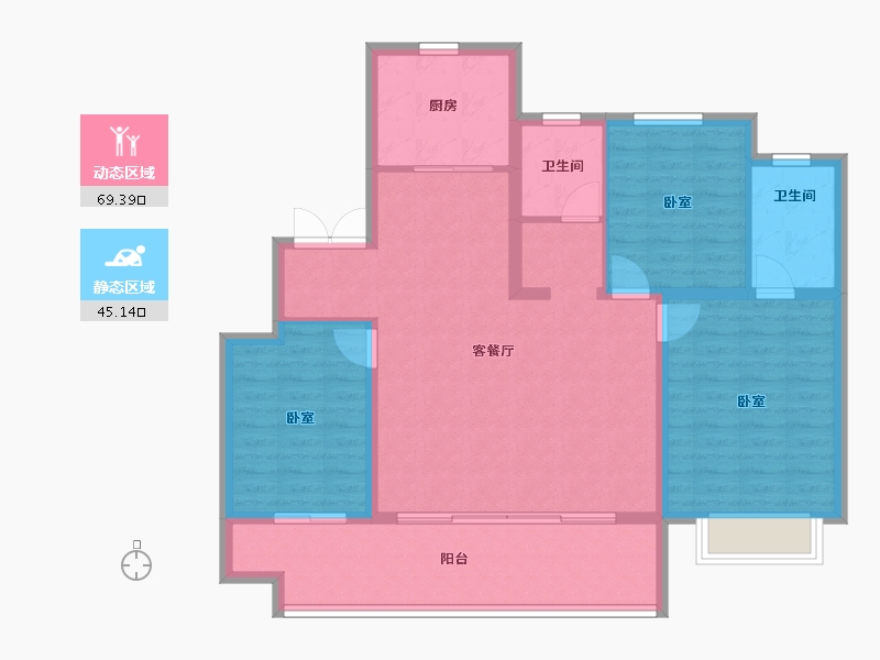 山东省-烟台市-中梁拾光里-103.86-户型库-动静分区