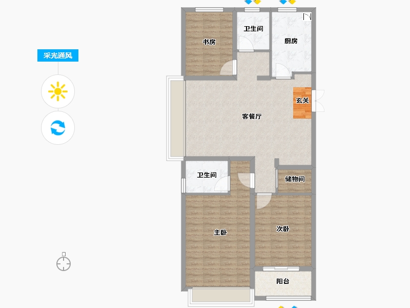 山东省-淄博市-汇智荣悦城-104.00-户型库-采光通风