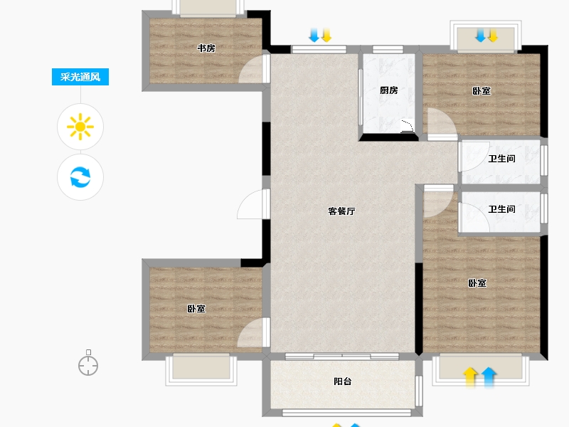 河南省-驻马店市-碧桂园蔡州府-112.01-户型库-采光通风