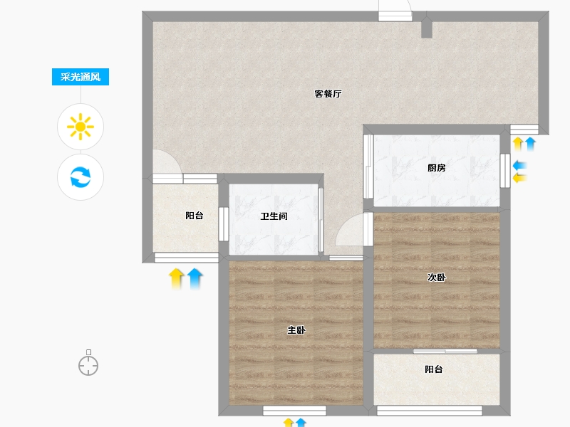 山东省-潍坊市-银泉广场-72.80-户型库-采光通风