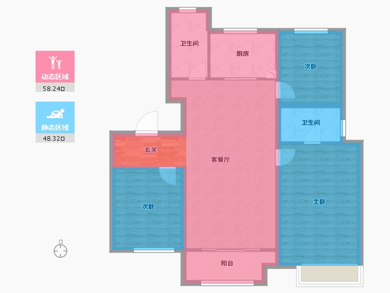 山东省-淄博市-淄博融创滨江壹号-96.01-户型库-动静分区