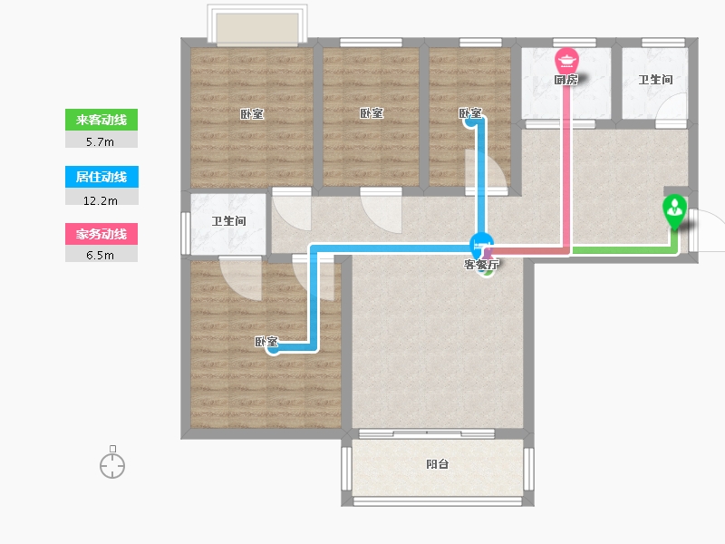 河南省-南阳市-幸福家园-105.21-户型库-动静线