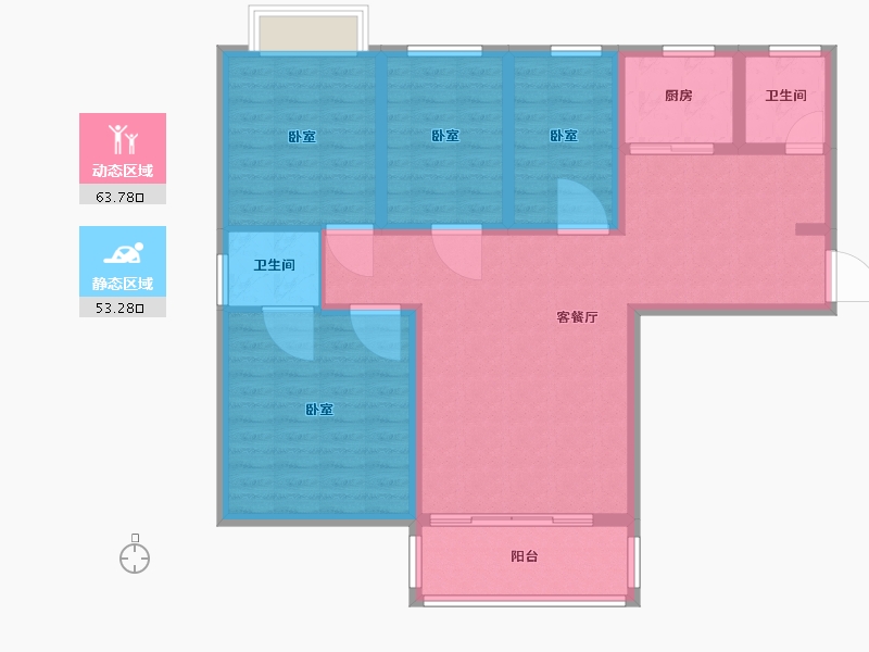 河南省-南阳市-幸福家园-105.21-户型库-动静分区