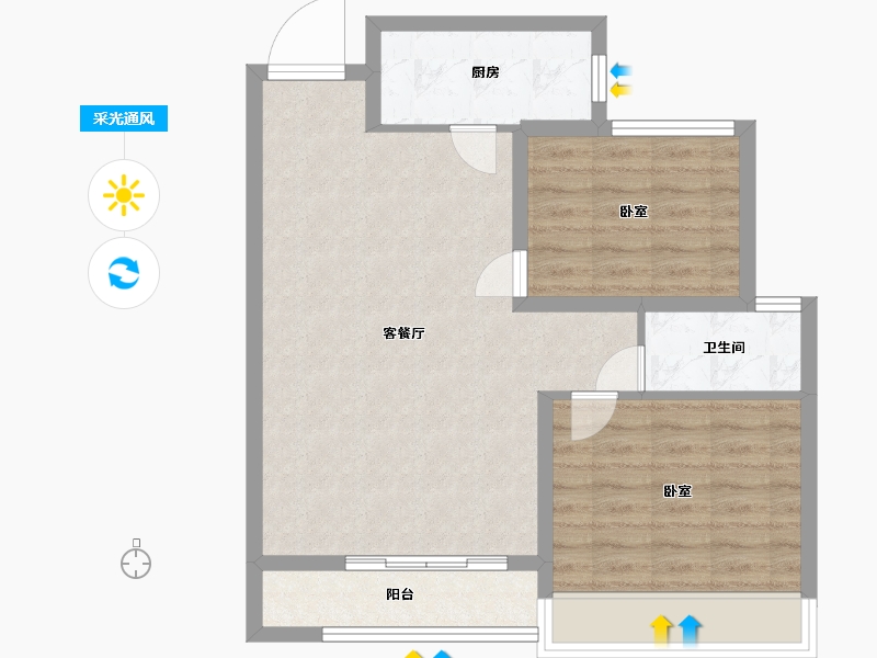 河南省-南阳市-方城中梁首府-70.00-户型库-采光通风