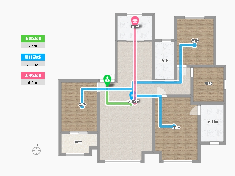 山东省-潍坊市-东金1号蓝郡-127.20-户型库-动静线