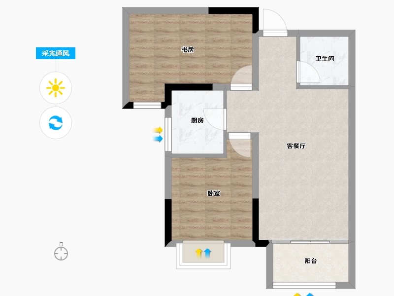 山东省-烟台市-通用一城山河-61.72-户型库-采光通风