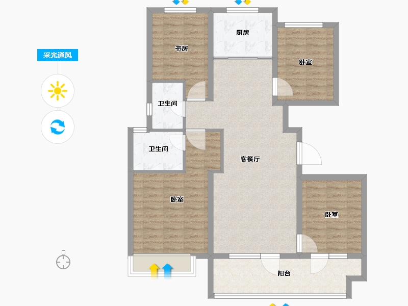 山东省-德州市-石榴春江明月-102.00-户型库-采光通风