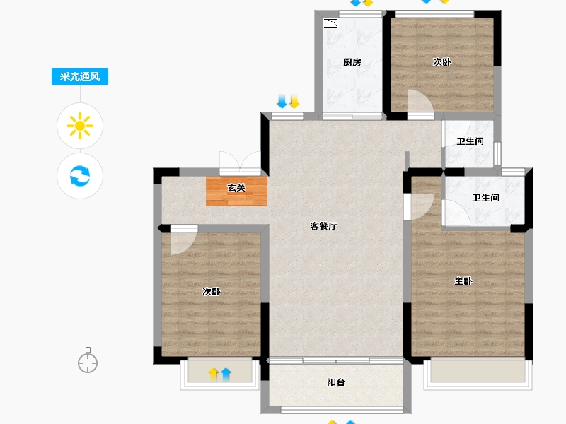 山东省-淄博市-新润公园府-102.00-户型库-采光通风