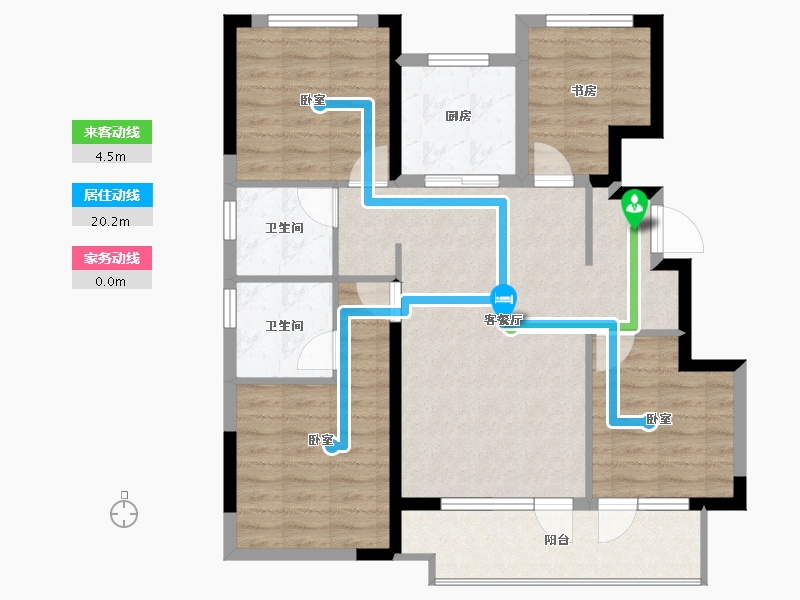 山东省-烟台市-天恒龙泽府-92.04-户型库-动静线