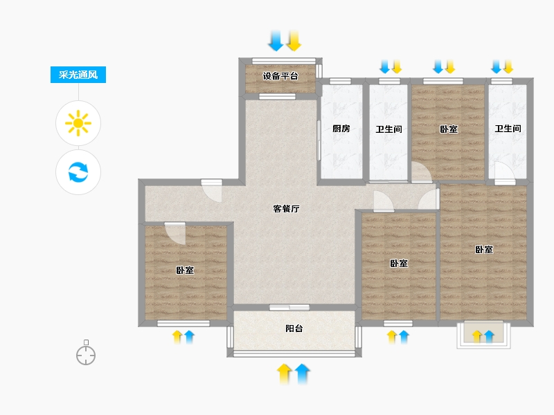 河南省-信阳市-碧桂园领墅-112.00-户型库-采光通风