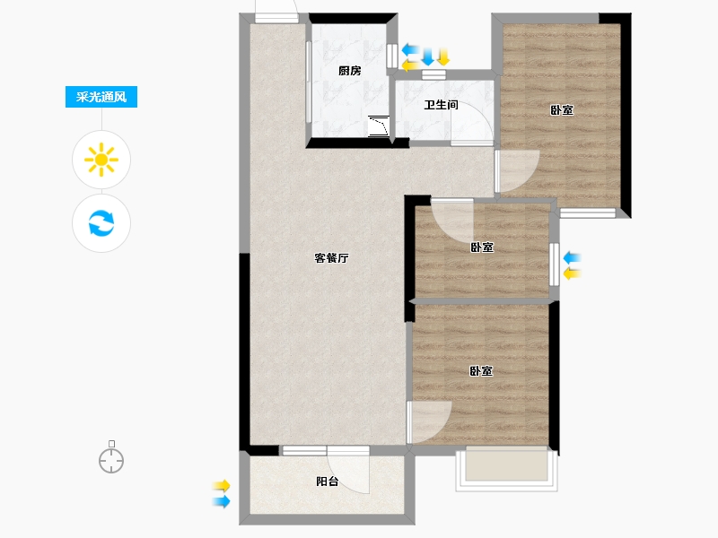 湖北省-武汉市-前川欣城-77.03-户型库-采光通风