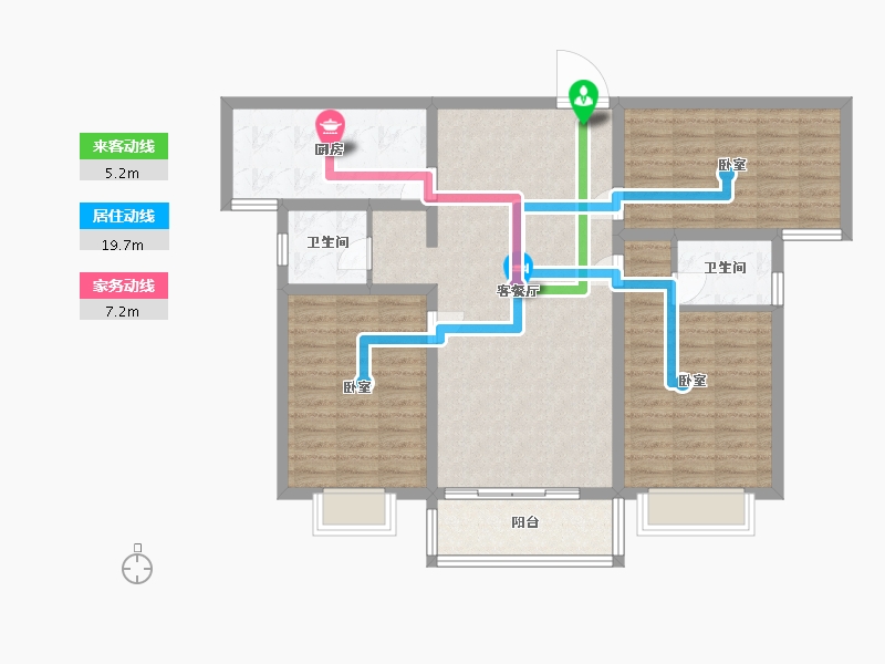 河南省-南阳市-幸福家园-101.96-户型库-动静线