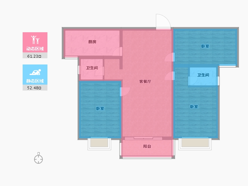 河南省-南阳市-幸福家园-101.96-户型库-动静分区