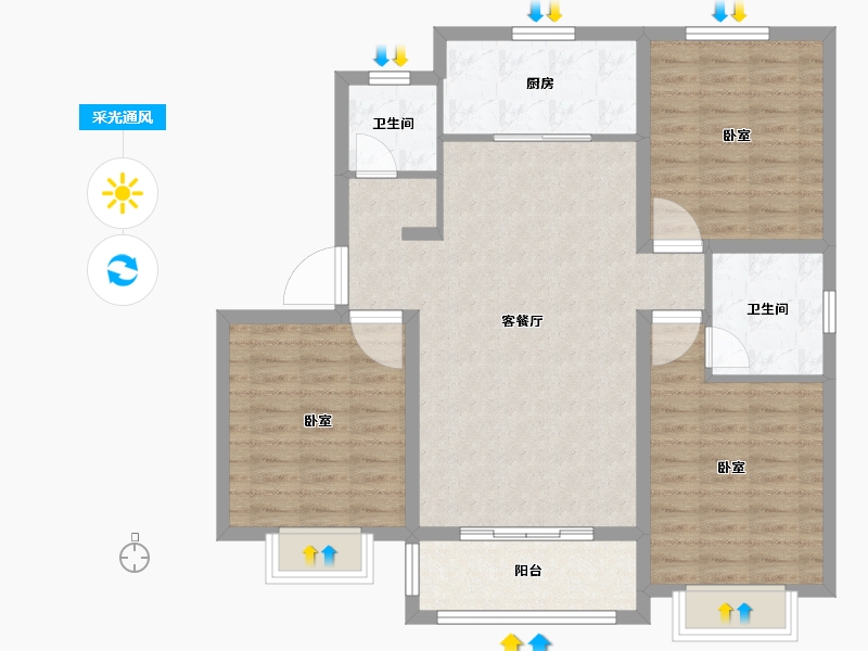 山东省-德州市-德兴·公园里-98.43-户型库-采光通风