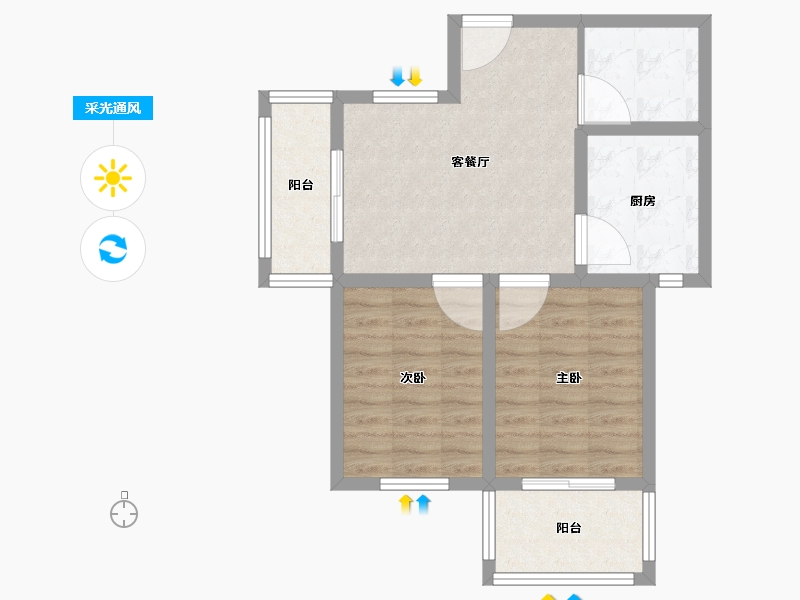 山东省-威海市-那香海国际旅游度假区-61.00-户型库-采光通风