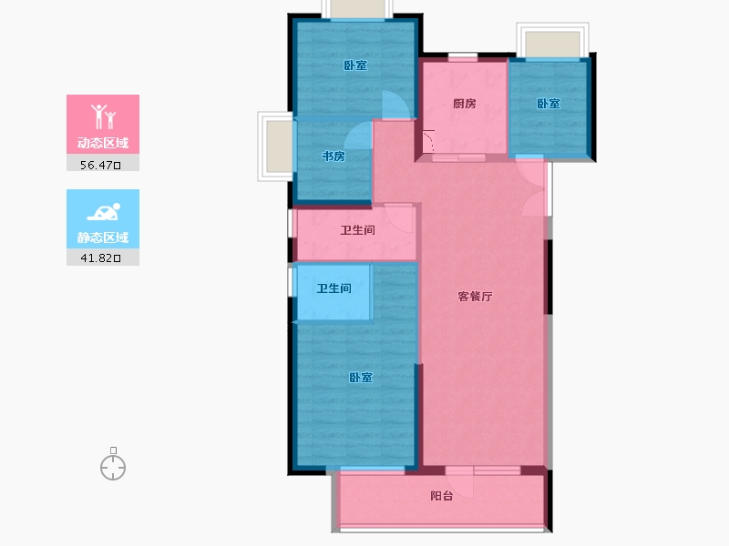 湖北省-武汉市-中建福地星城福邸-87.81-户型库-动静分区