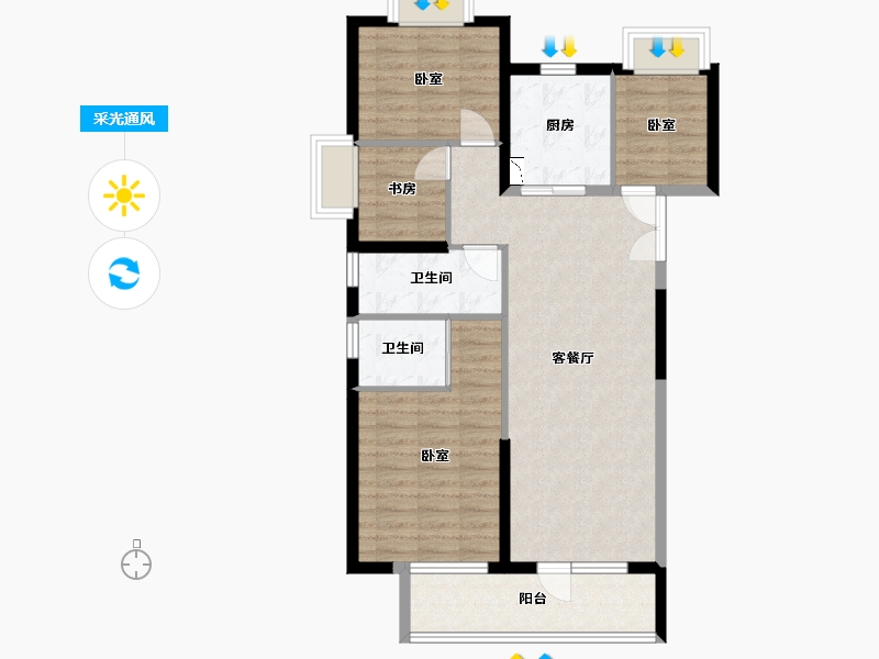 湖北省-武汉市-中建福地星城福邸-87.81-户型库-采光通风