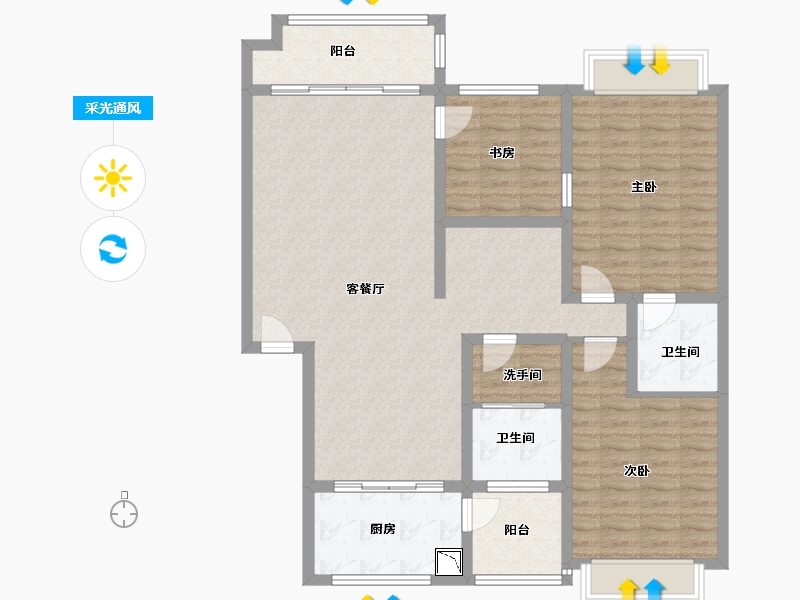 湖南省-株洲市-浅塘小区-115.80-户型库-采光通风