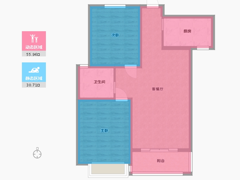 山东省-潍坊市-东金1号蓝郡-77.60-户型库-动静分区