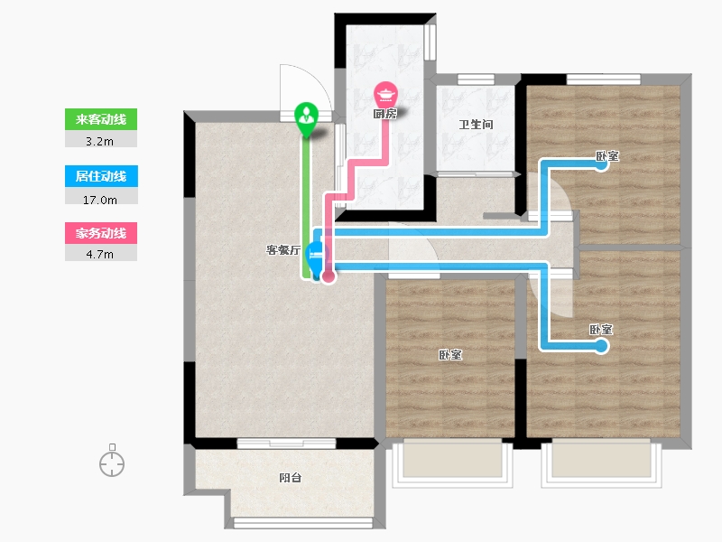 河南省-信阳市-新县碧桂园-84.00-户型库-动静线