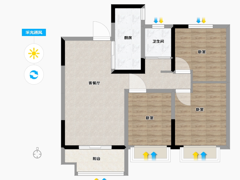 河南省-信阳市-新县碧桂园-84.00-户型库-采光通风