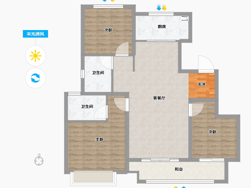 山东省-淄博市-新城悦隽江山-102.01-户型库-采光通风