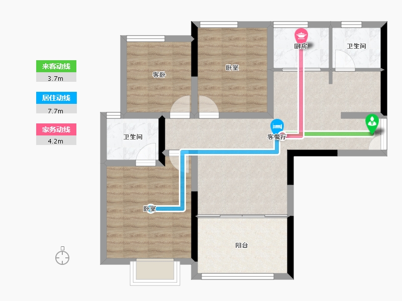 湖南省-长沙市-中欣楚天雅郡-76.35-户型库-动静线