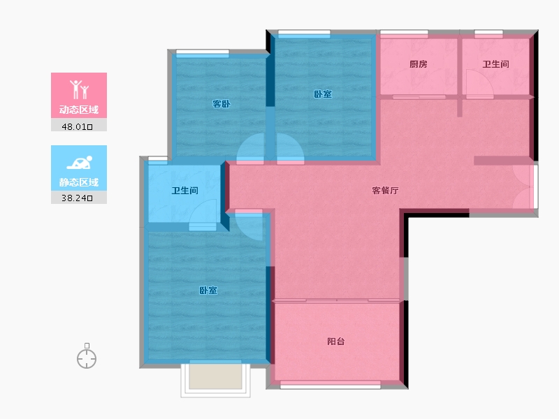 湖南省-长沙市-中欣楚天雅郡-76.35-户型库-动静分区