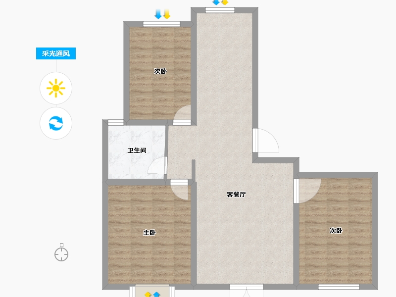 山东省-青岛市-华裕涧麓府邸-90.92-户型库-采光通风