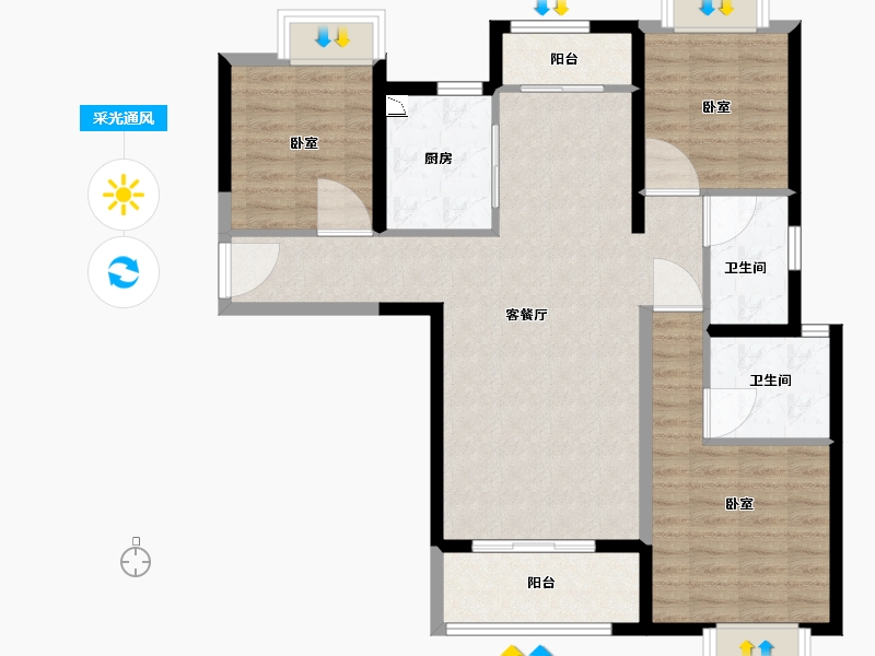 湖北省-武汉市-福星惠誉福星华府峯境-94.01-户型库-采光通风