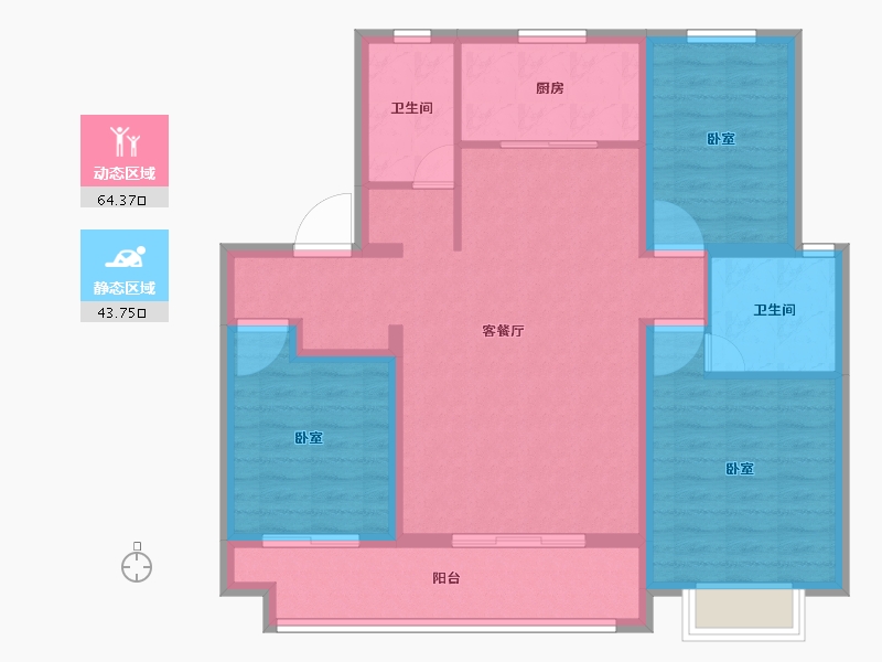 山东省-德州市-德兴·公园里-96.90-户型库-动静分区