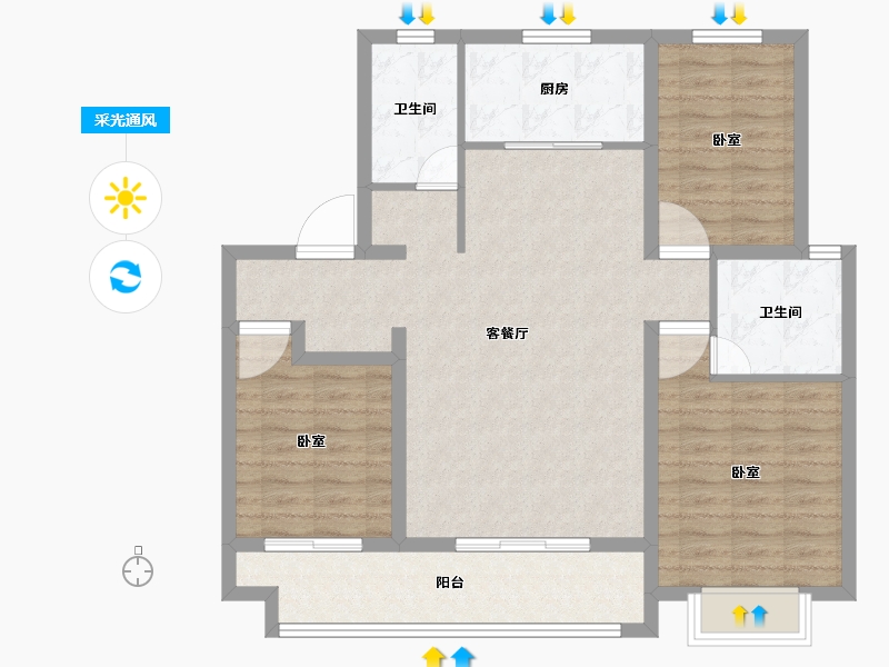 山东省-德州市-德兴·公园里-96.90-户型库-采光通风