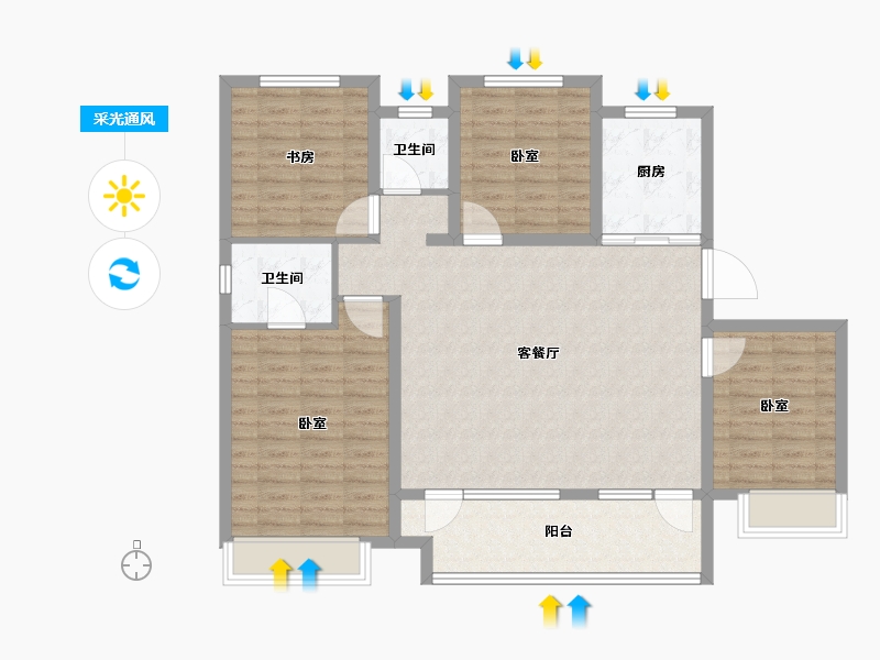 山东省-德州市-石榴春江明月-111.00-户型库-采光通风