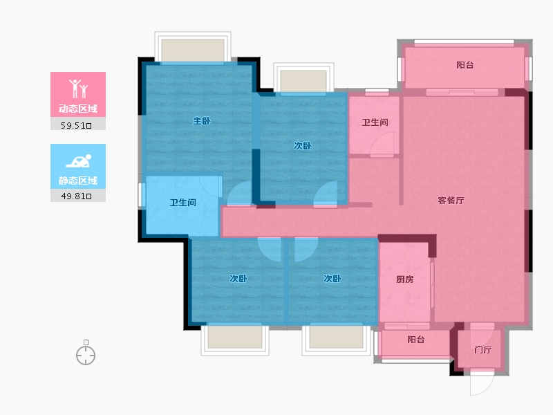 湖南省-株洲市-山河阳光小区-97.97-户型库-动静分区