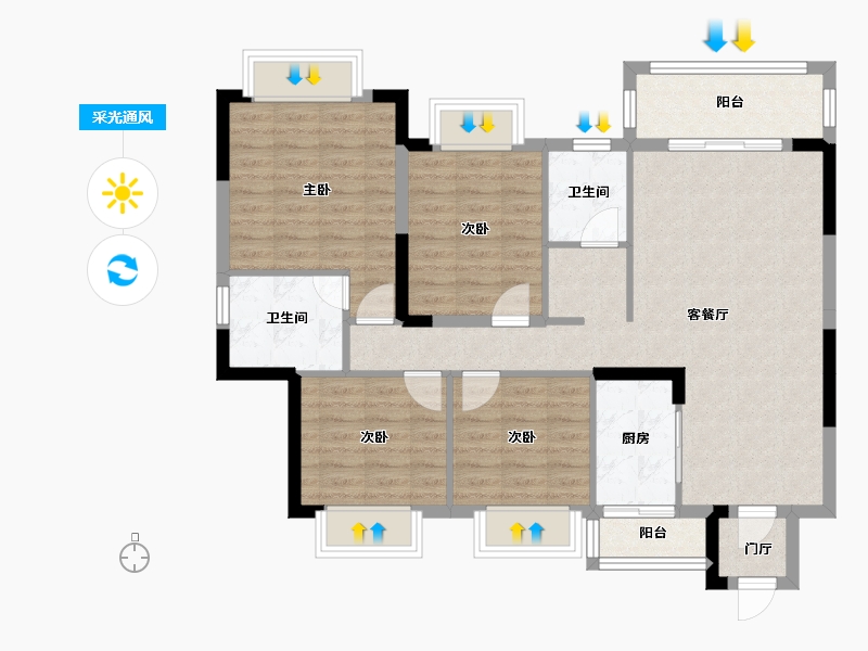 湖南省-株洲市-山河阳光小区-97.97-户型库-采光通风