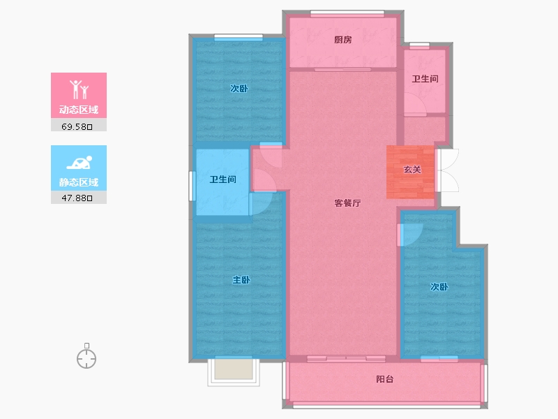 山东省-潍坊市-恒信·理想小镇-105.60-户型库-动静分区