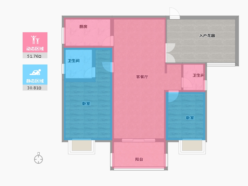 江西省-上饶市-安厦·带湖雅苑-87.90-户型库-动静分区