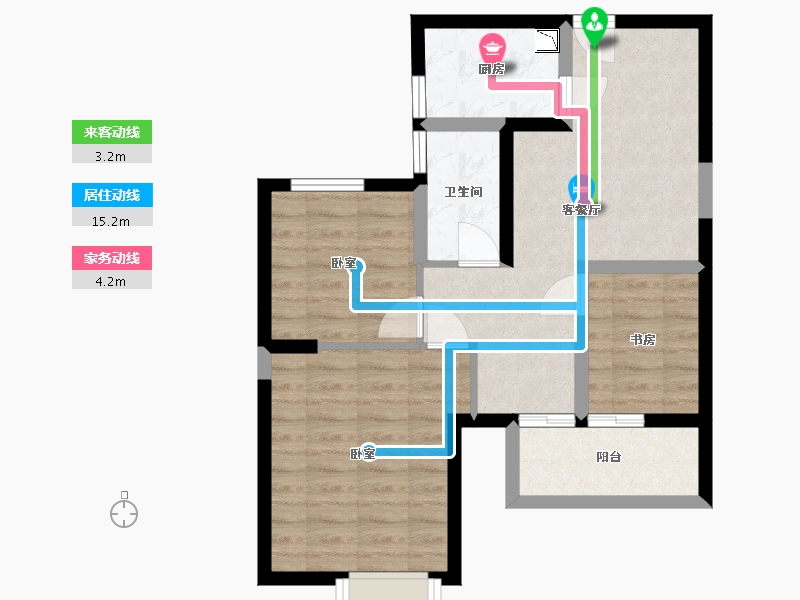 湖北省-武汉市-中建福地星城福邸-61.62-户型库-动静线