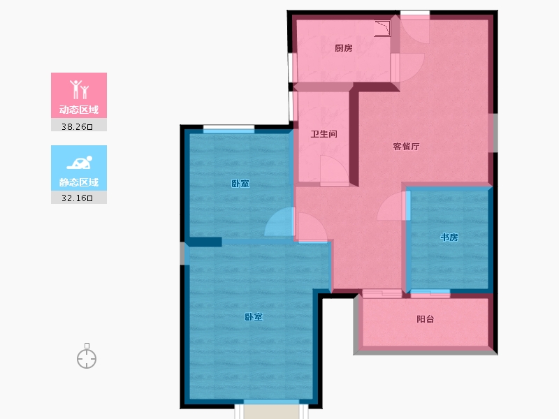 湖北省-武汉市-中建福地星城福邸-61.62-户型库-动静分区