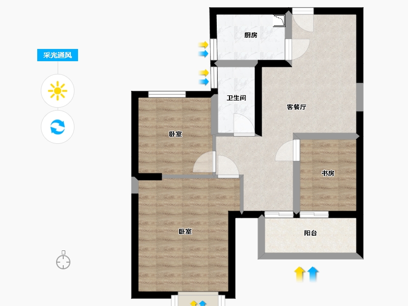 湖北省-武汉市-中建福地星城福邸-61.62-户型库-采光通风