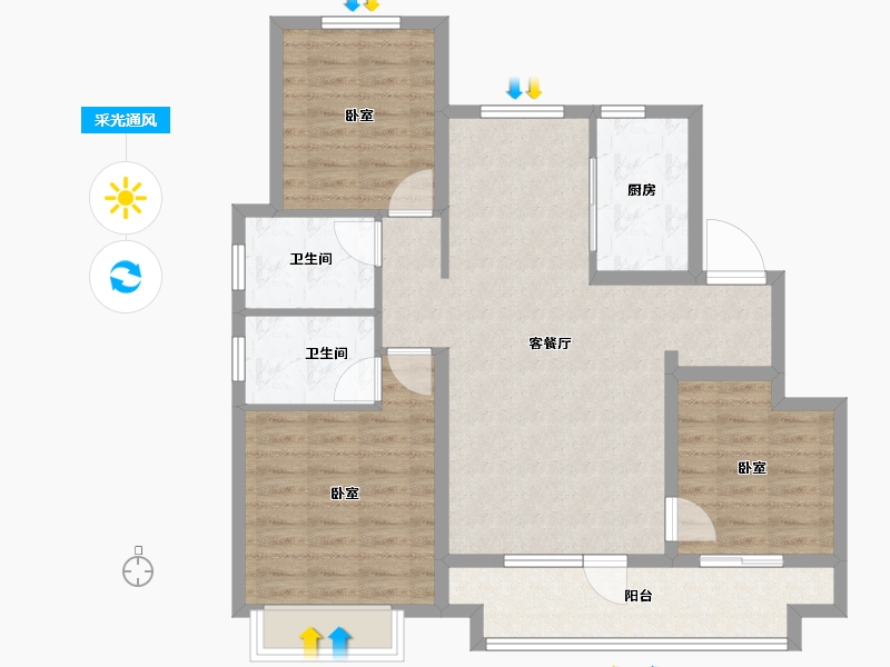 山东省-烟台市-中梁拾光里-94.00-户型库-采光通风