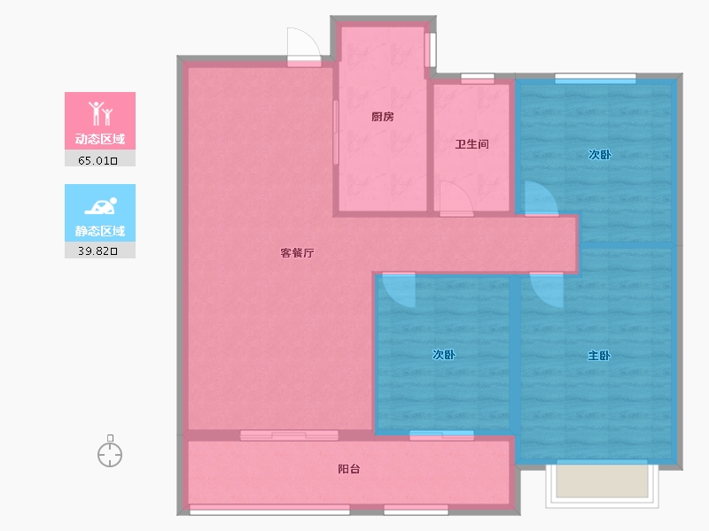 山东省-潍坊市-东金1号蓝郡-95.20-户型库-动静分区