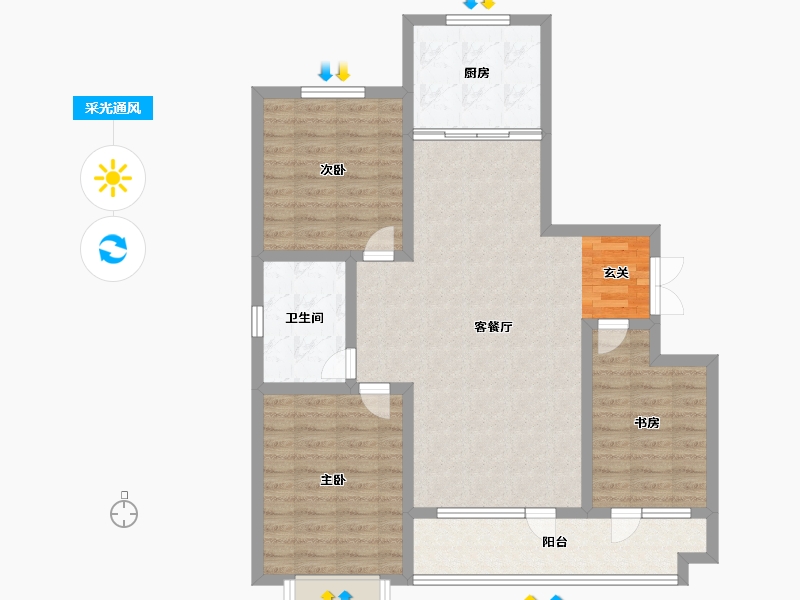 山东省-淄博市-翡翠怡景-96.00-户型库-采光通风