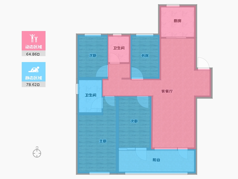 山东省-青岛市-青岛海洋活力区|融创中心·融耀-129.44-户型库-动静分区