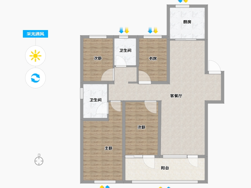 山东省-青岛市-青岛海洋活力区|融创中心·融耀-129.44-户型库-采光通风