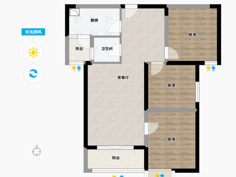 湖北省-武汉市-中建铂公馆-75.94-户型库-采光通风