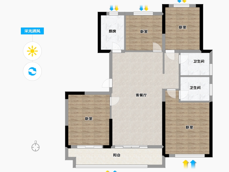 河南省-济源市-中梁济源府-114.00-户型库-采光通风