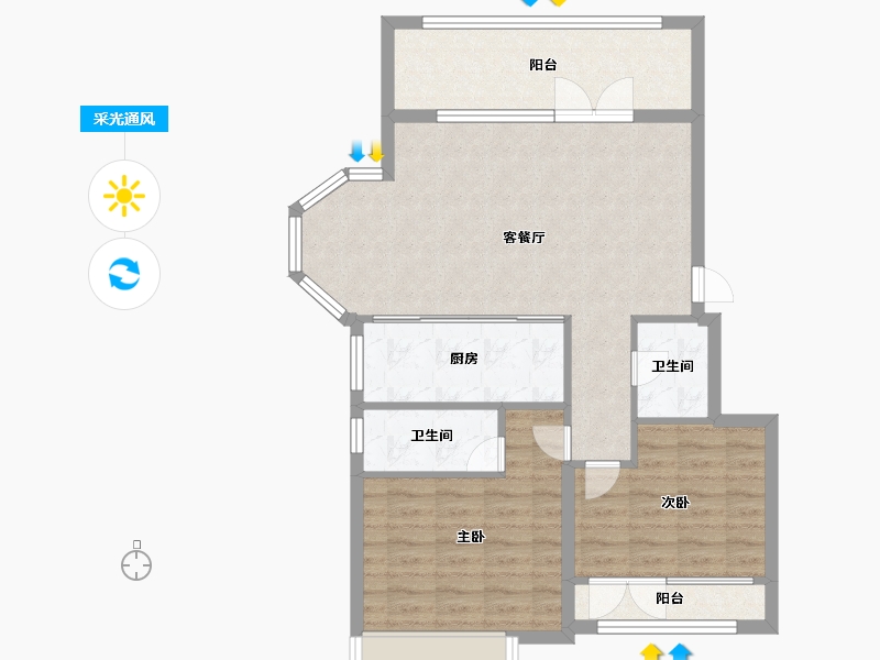 山东省-威海市-蓝湾公馆-80.45-户型库-采光通风